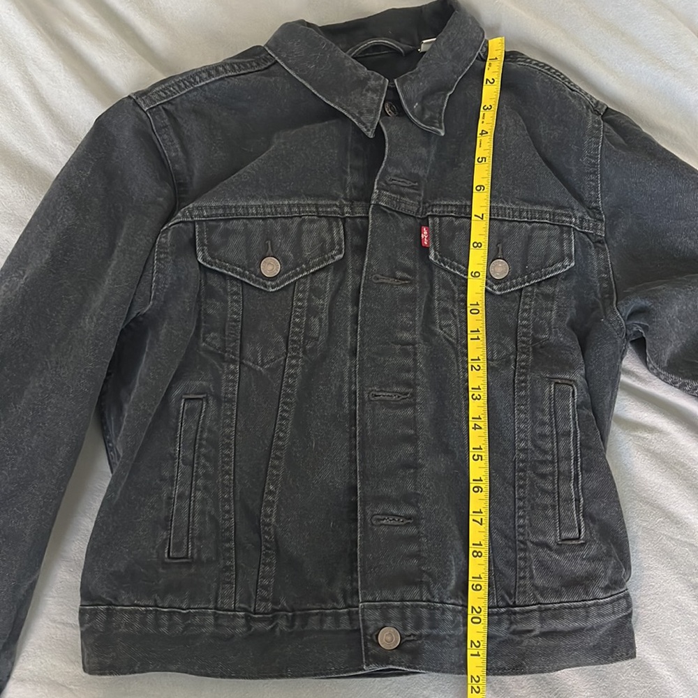 Levi's Black Denim Trucker Jacket Medium - Picture 5 of 7